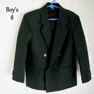 BOY'S BLACK SUIT COAT, 8 R, BLAZER, SPORT COAT for CHURCH, WEDDING, HOLIDAYS